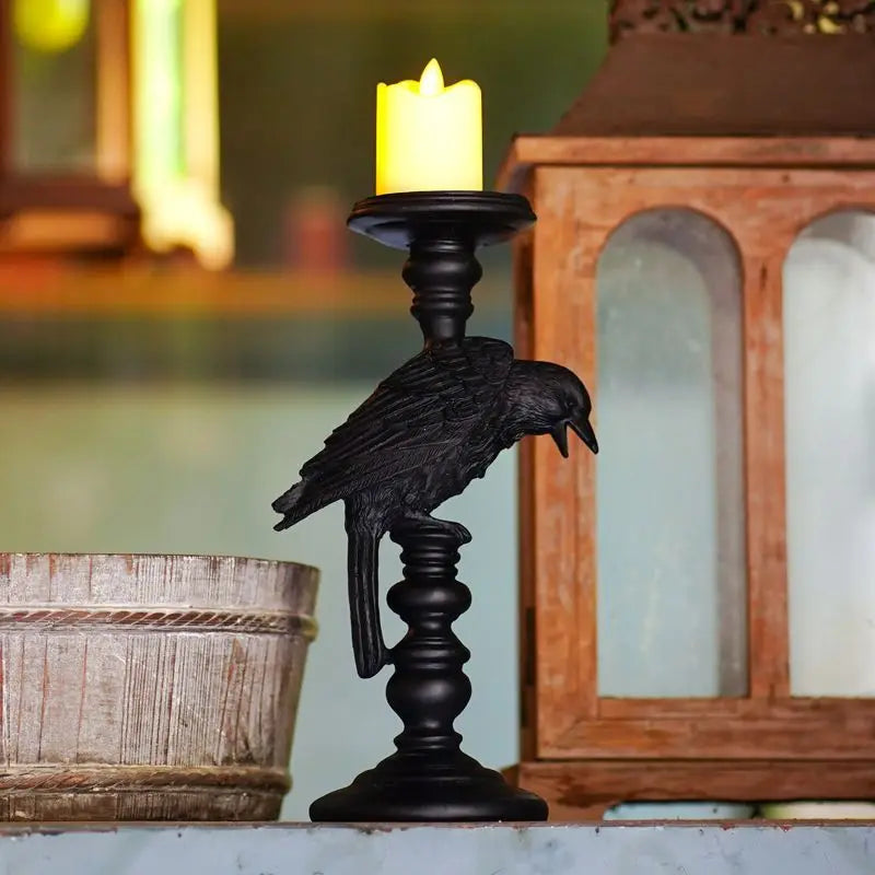 Diablo Halloween Crow Candlestick Decorative Ornaments Birthday Gift Couple Gift Home Desktop Resin Ornaments Candle Holders Oasis Select