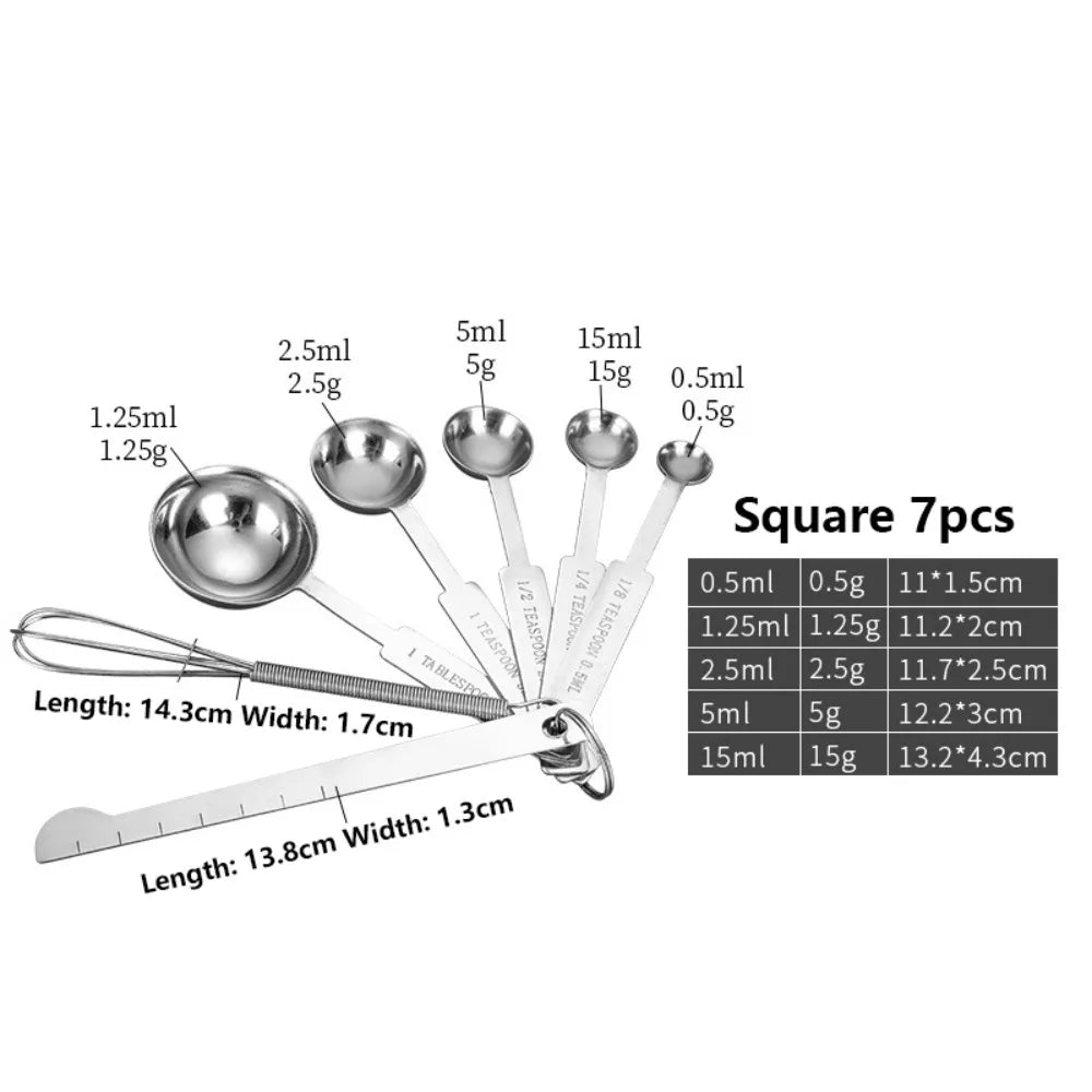 Stainless Steel Measuring Spoon Set – Engraved Scale Baking