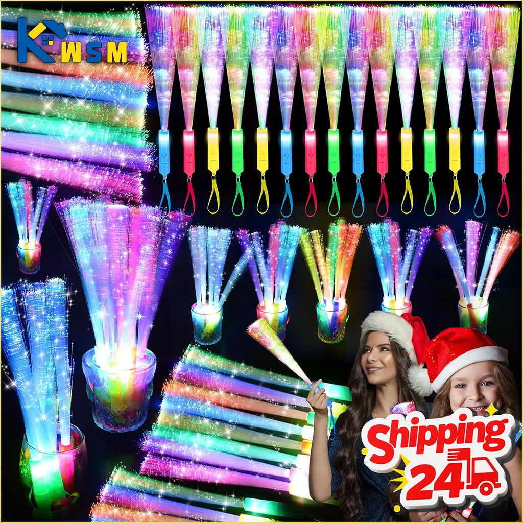 Glow Sticks Fiber Optic Light Up Wands LED Night Lighting Props for Birthday Wedding Dark Parties Concerts Christmas Halloween