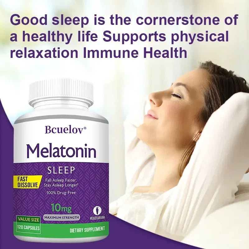 Bcuelov Melatonin Sleep Supplement | 30/60/120 Capsules