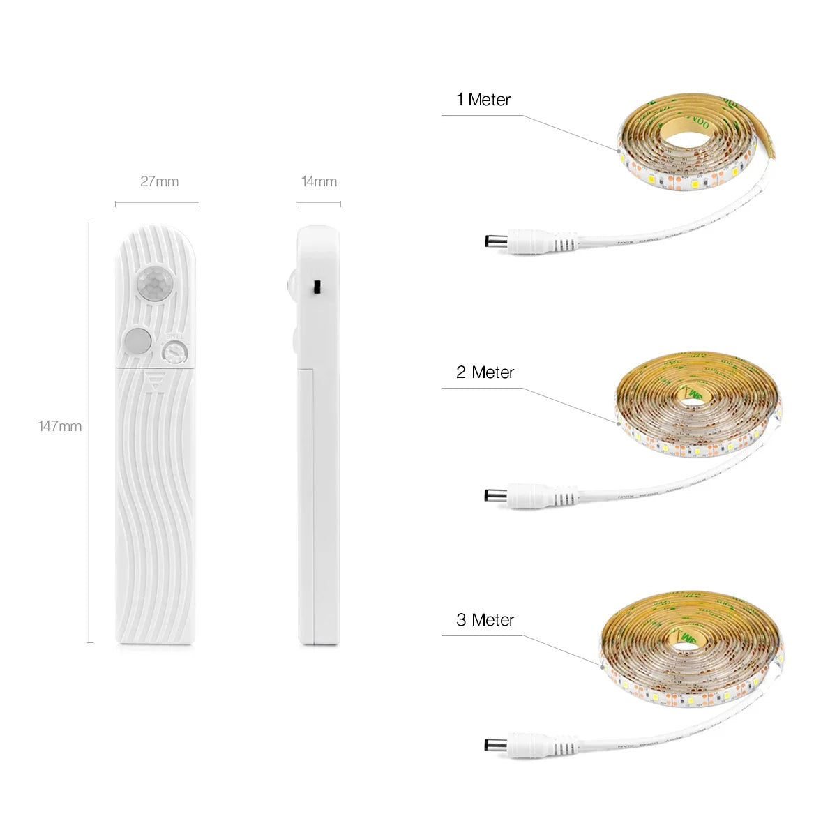 Wireless PIR Motion Sensor LED Strip Light for Cabinet Under Bed Stairs Closet - Battery Powered Night Security Smart Lamp Oasis Select
