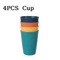 4pcs Wheat Straw Dinnerware Set Eco-friendly Safety Plates Cups Bowels Home Party Tableware Set Outdoor Camp Candy Colour Gift Oasis Select 4PCS Cup