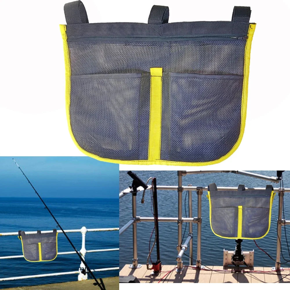 Anti-UV Boat Fishing Dock Rail Mesh Pouch Storage Bag for Kayak Marine Yacht Boat Fishing Handrail Stash Pocket Oasis Select