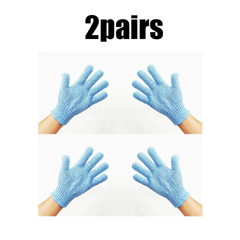 1/2/3pairs Body Cleaning Gloves Washcloth Soft Brush Home Hotel Bathroom Shower Ball Back Scrubber Exfoliating Skin Bath Gloves Oasis Select 2pairs blue