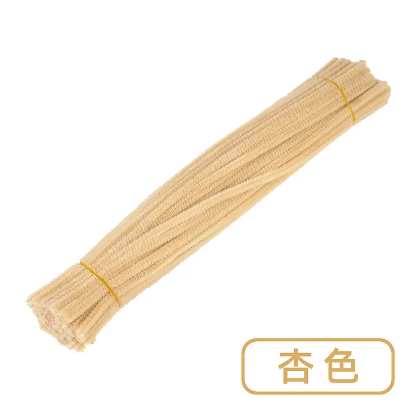100pcs Set Plush Chenille Craft Sticks Flexible Twisted Wire Strips DIY Handmade Making Materials Creative Hobby Supplies Oasis Select Macaron light aprico