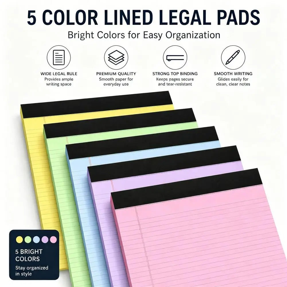 Writing Pad A5 Lined Notebook Colorful Note Paper Stationery Supplies for Students Kids Teachers Office Desk Organization Oasis Select