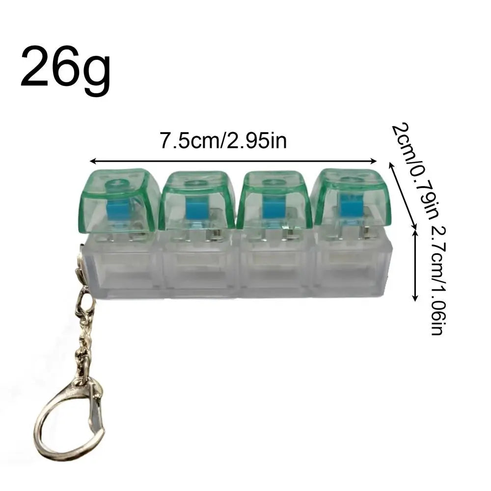 LED Keyboard Key Chain Fidget Toy for Adults Fidget Clicker Decompression Keychains Stress Relief Gadget Interesting Pendant Oasis Select Green