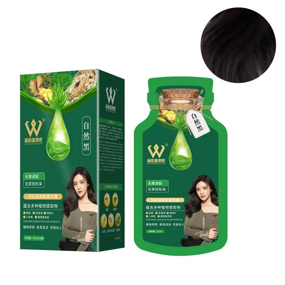 30ml X10PCS Natural Plant Hair Dye, New Botanical Bubble Hair Dye Shampoo for Grey Hair Coverage Coloring Conditioner Shampoo Oasis Select Black