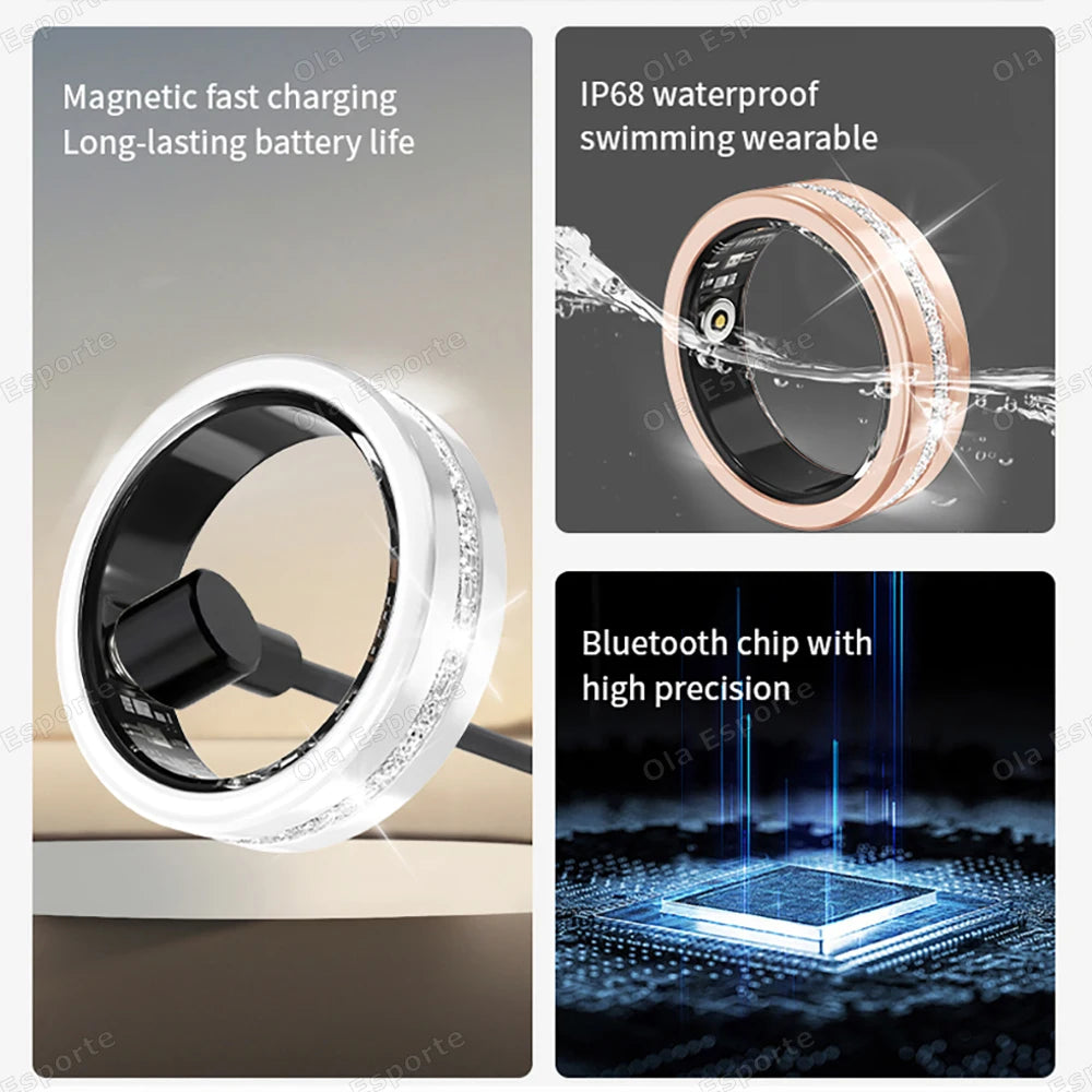 Ola Esporte Women's Smart Ring – IP68 Heart Rate & Fitness Tracker