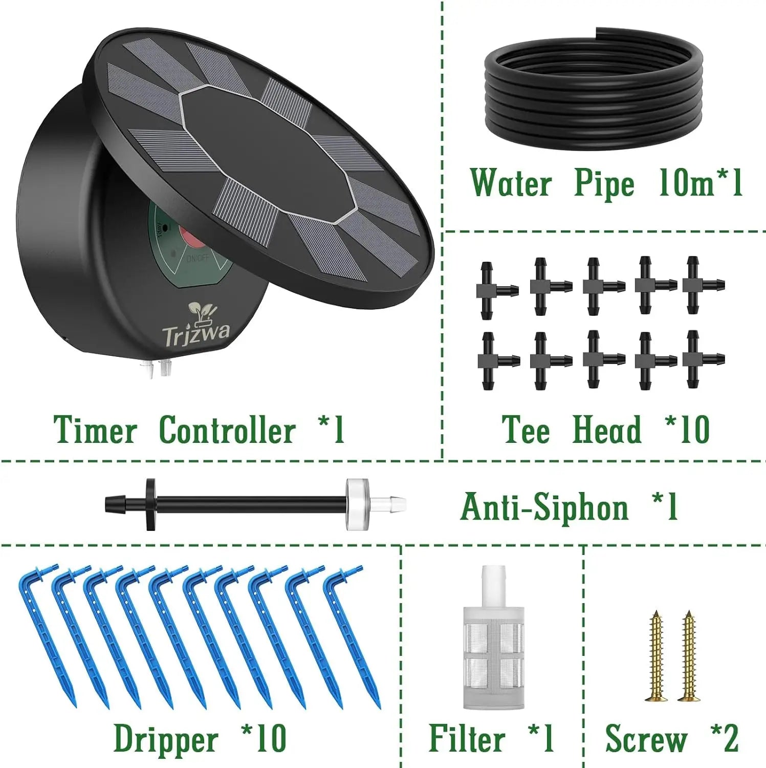 Solar Automatic Drip Irrigation System Kit for Garden Outdoor/Indoor DIY Gardening Water, Plant Watering System with Anti-Siphon Oasis Select 1 set