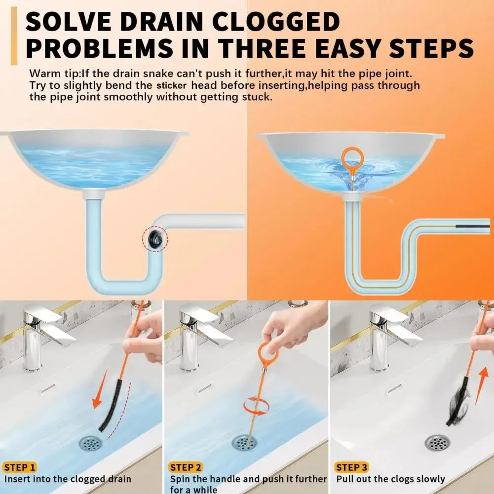 Flexible Drain Pipe Cleaning Brush – Sink, Bathtub & Shower Drain Cleaning Brush Oasis Select