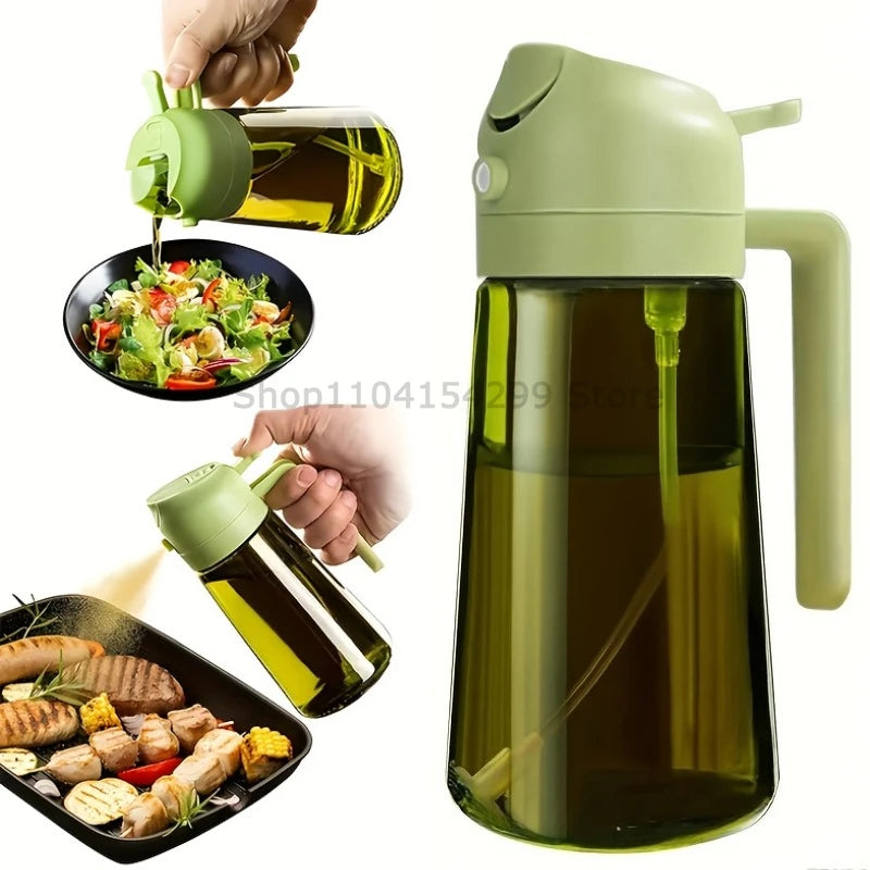 2-in-1 Oil Sprayer Dispenser Olive Oil Dispenser Oil Spray Bottle Plastic Spray Bottle for Cooking Air Fryer BBQ Baking Salad Oasis Select 1pcs Green