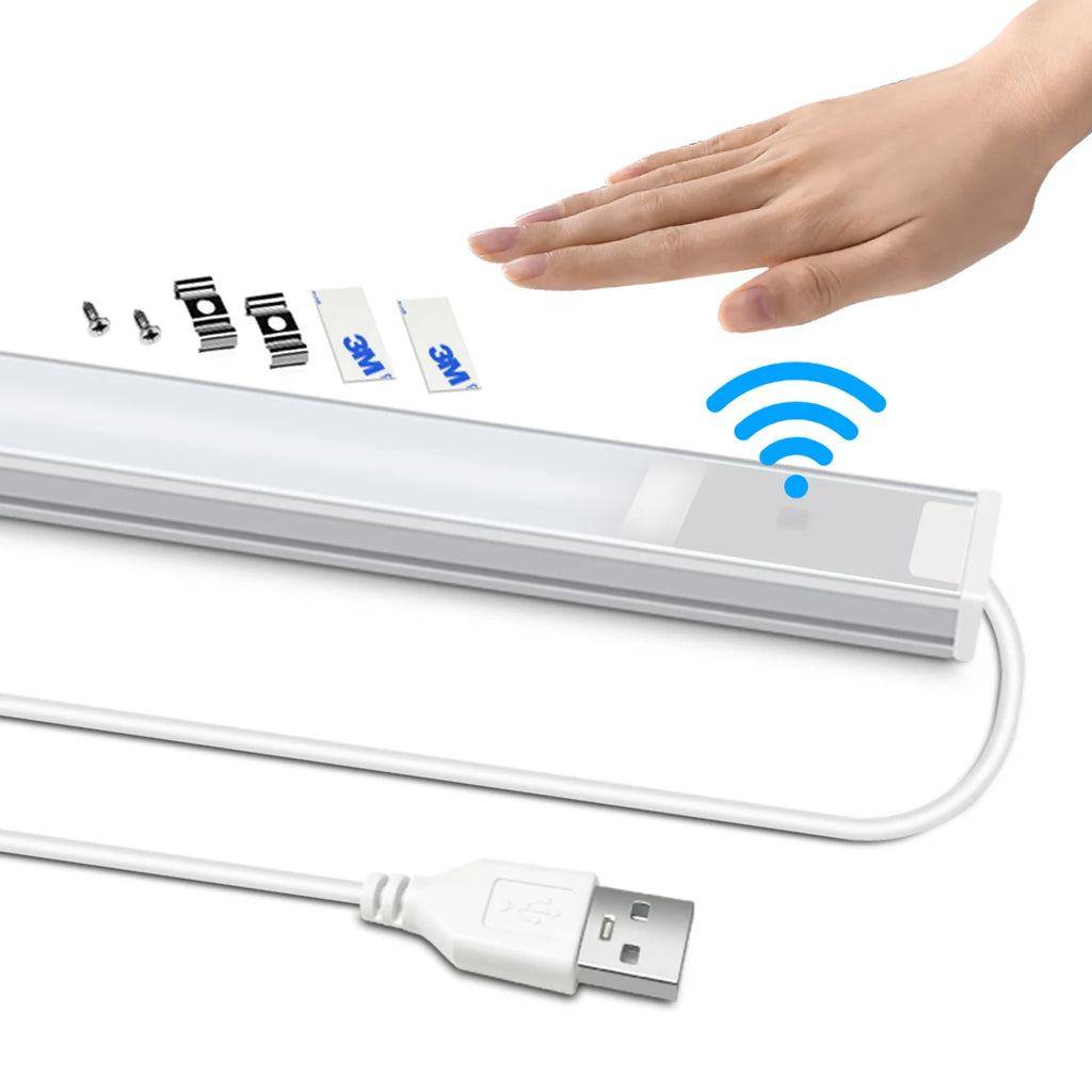 USB Wireless Induction Night Light - Bedroom Wardrobe/Cabinet Hand Wave Sensor Light No Drilling Installation,Study Wall Lamp Oasis Select 40CM White
