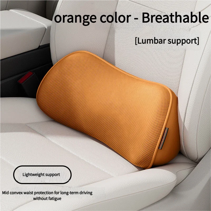 Lumbar Support Car Seat Pillow Memory Foam Breathable Back Protector for Office Chairs and Car Interior Accessories Oasis Select Orange breathable