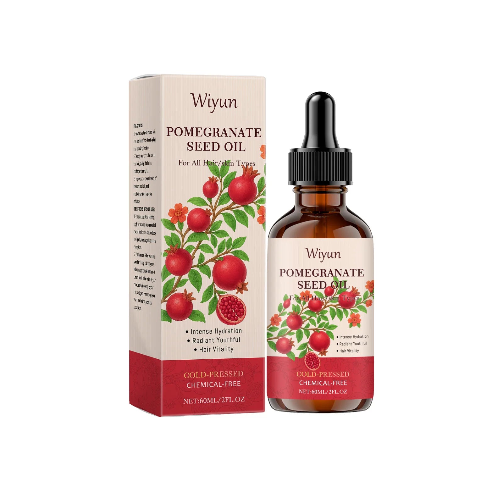 Pomegranate Seed Oil Hydrating Multi-Purpose Oil for Body Hair Nourish Scalp Hair Improve Dryness Tightening Smoothing Body Oil Oasis Select 60ml Boxed