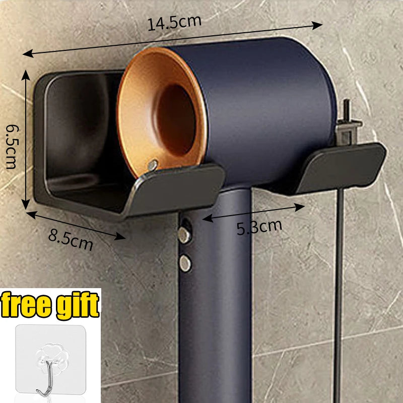 Hair Dryer Holder Wall Mounted Wall Dryer Cradle white black greyHairdryer Blow Dryer Organizer for Bathroom Bathroom Shelves Oasis Select A-Black-4pcs