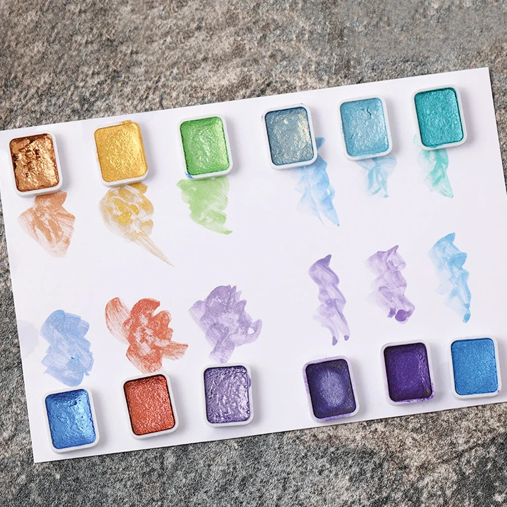 6Color Shimmer Solid Watercolor Set Retro Painting Pearlescent Metal Candy Colors Set for Art Painting Drawing Nail Design Oasis Select