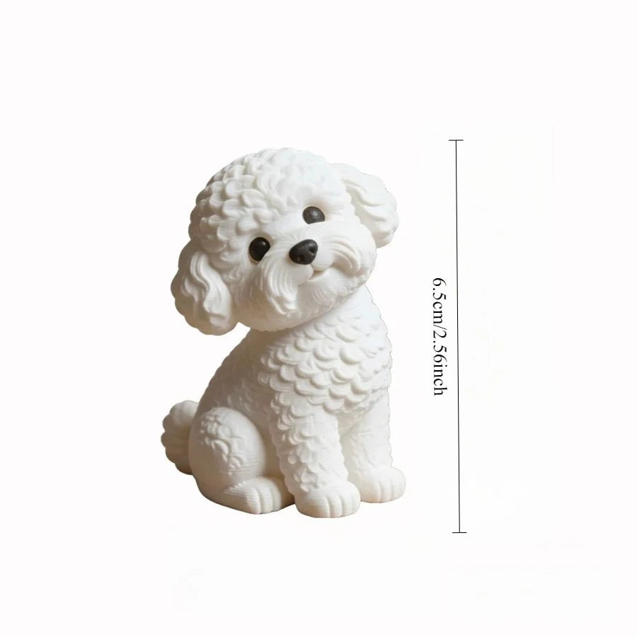 Cute Teddy Dogs Figurine Curly Hair Bichon Frise Plastic Statue Dog Ornament Can Be DIY for Home Office Desk Decor Figurine Gift Oasis Select Curly Dog