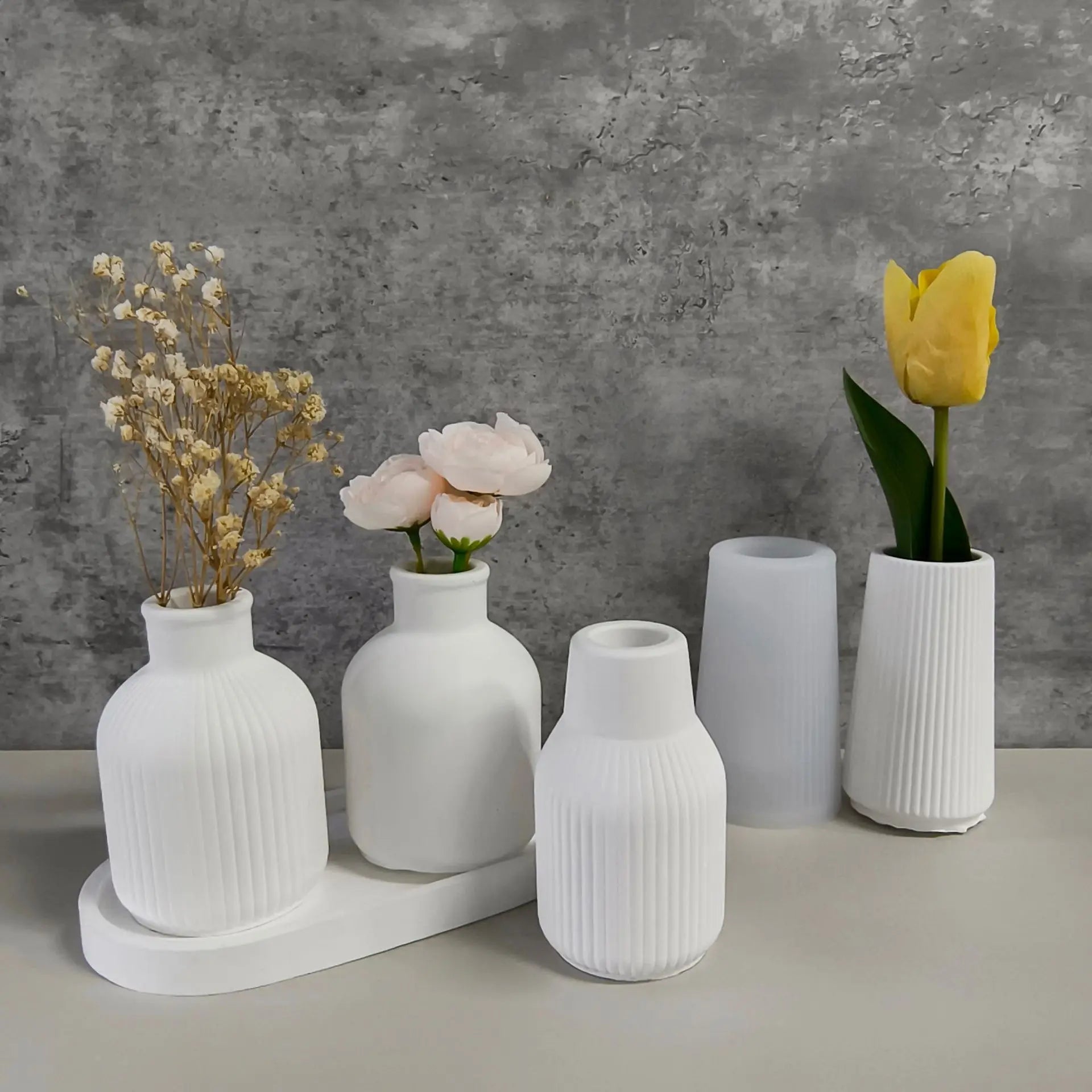Stripes Vase Silicone Mold DIY Gypsum Vase 3D Ornaments Molds Epoxy Plaster Concrete Flower Pot Mould Gardening Decoration Oasis Select