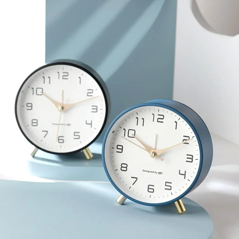 Nordic Light Luxury Quiet Alarm Clock Students Use A Simple Clock with A Frosted Metal Table Alarm Clock Oasis Select