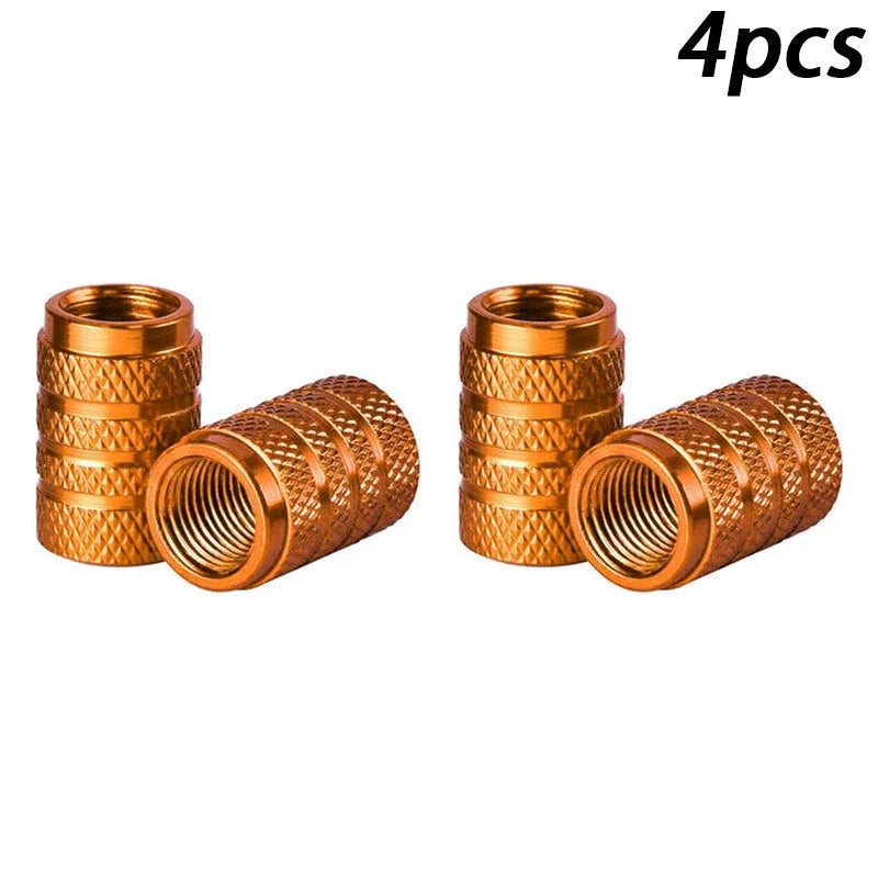 4Pcs/Set Aluminum Alloy Car Whee Tire Valve Caps Valve Stems Cover Car Wheel Dustproof Cap For Car Truck Motorcycle Bicycle Oasis Select Orange