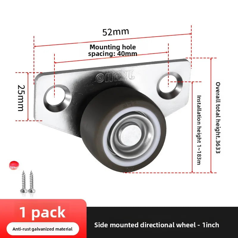 4Pcs Silent Rubber Casters, Drawer Wheels, for Furniture, Kitchen Cabinet Table ,of Side Installation Low Profile Replace wheel Oasis Select 4PCS I