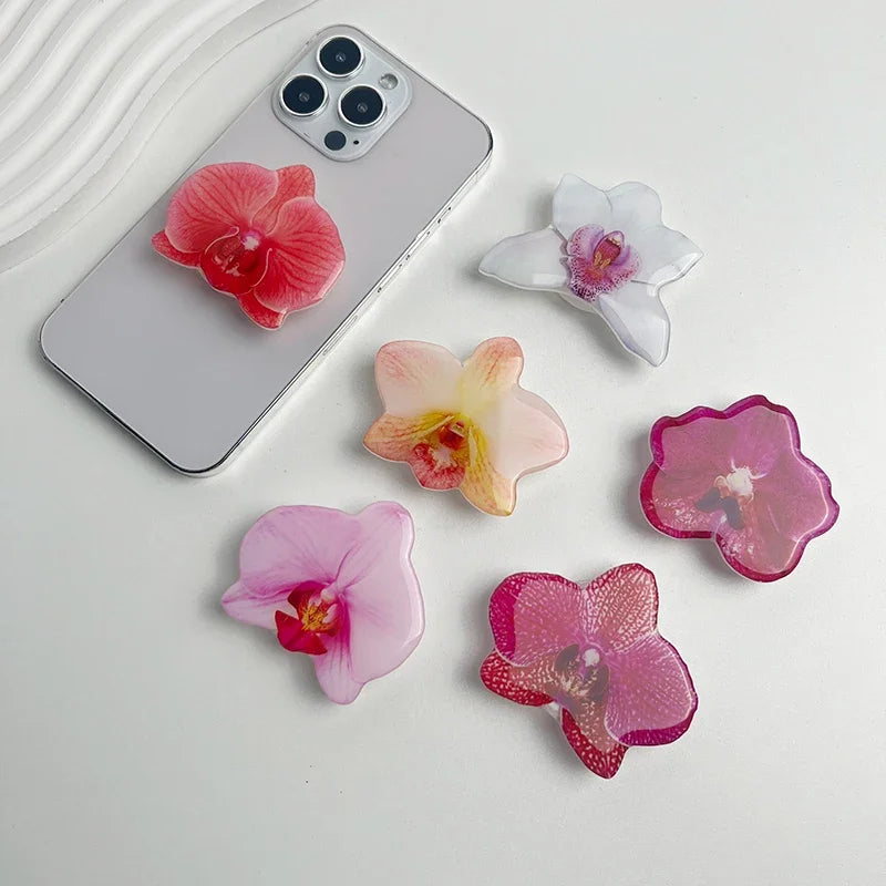 Acrylic Flower Phone Holder Socket Folding Phone Grip Trendy Mobile Phone Ring Buckle Stand For Universal Smartphone Accessories Oasis Select