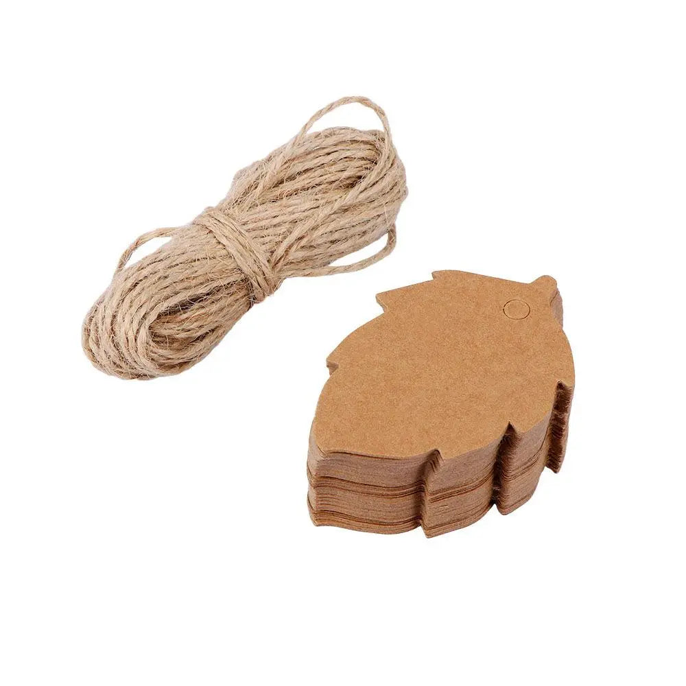 Kraft Paper Hang Tags Maple & Leaf Shape – 100 Blank Gift Labels