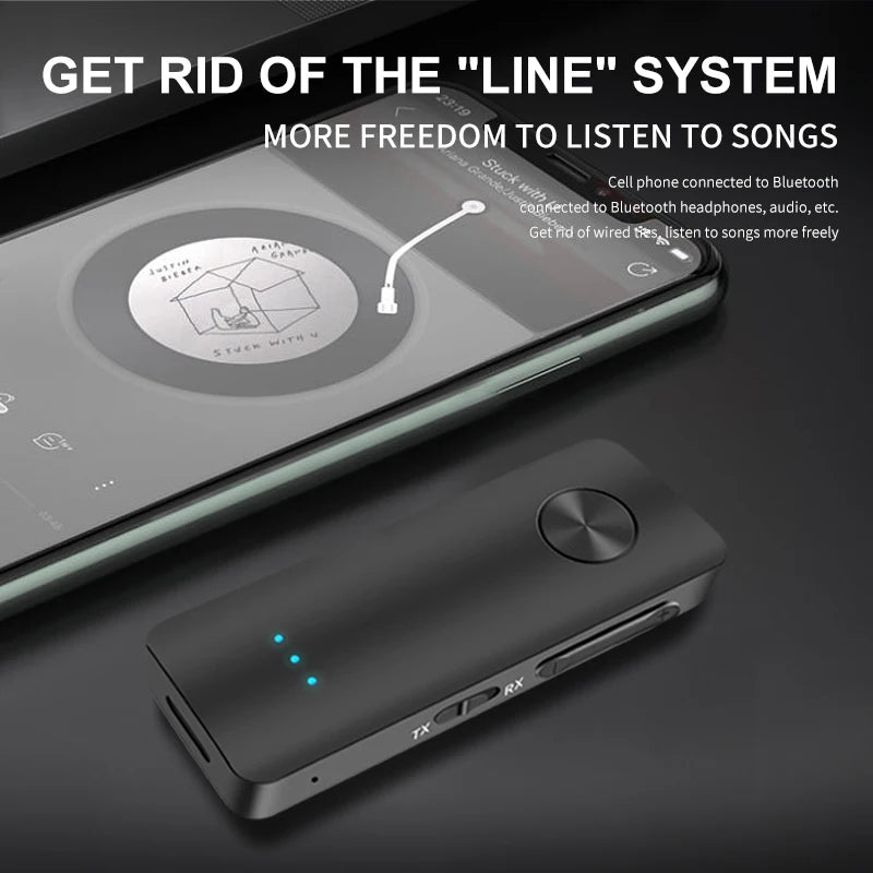 2-In-1 Wireless Audio Adapter Bluetooth 5.4 Receiver Transmitter 3.5mm AUX Lossless Sound MIC For Car Speaker TV PC Airplane Oasis Select
