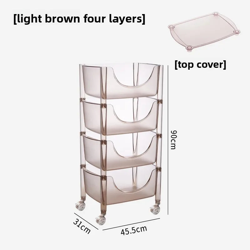 Creative acrylic multi-layer removable shelves ins bedroom kitchen trolley bathroom storage cabinet Oasis Select Light brown 4 layers