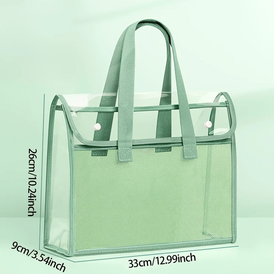 Large Capacity Waterproof Handheld Study Bag Elementary School Subject Test Paper Storage Bag Transparent Exam Bag PVC Material Oasis Select