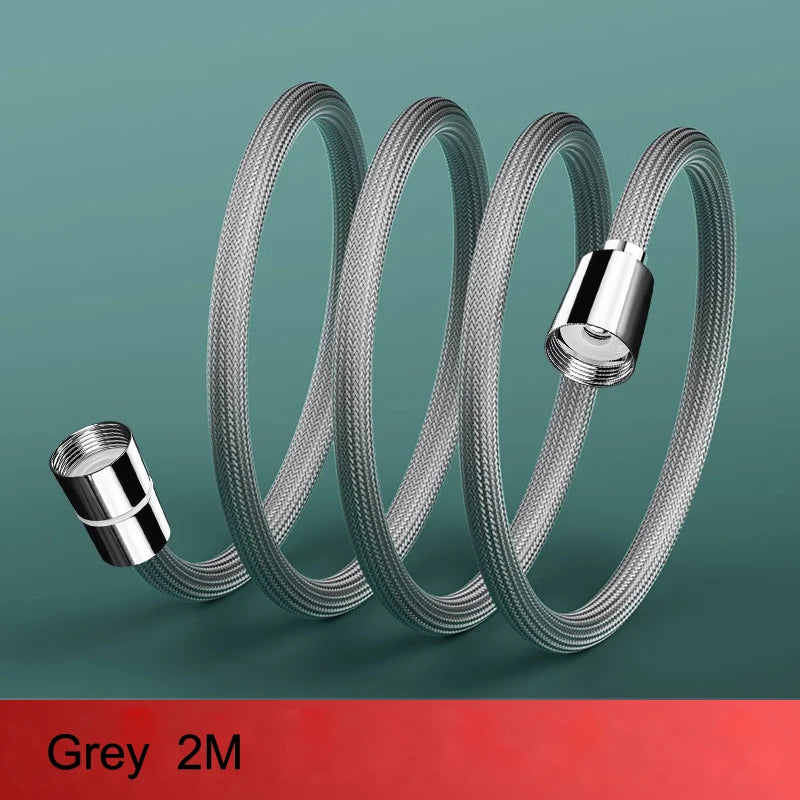 Shower Head Hose High Quality 1.5m/ 2m G1/2 Flexible Bathroom Pipe Water Head Shower Head Pipe Tool Bathroom Shower Accessories Oasis Select Grey 2M