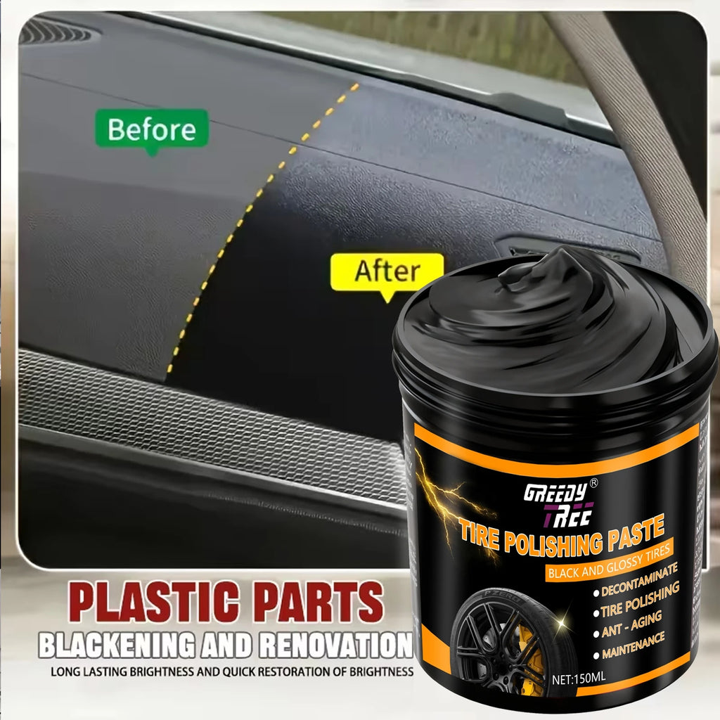 Tire & Plastic Restorer Cream - Deep Black Shine for Faded Tires, Rubber & Plastic Parts | Restore Color, Repair Cracks, Prevent Oasis Select 1 150ml