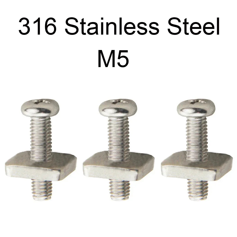 2sets M4 M5 Stainless Surf Fin Screws Plates Surfboard Longboard Screw Channel Sliding Fin Box Plate Smart Screw Oasis Select M5 316 3 Pieces