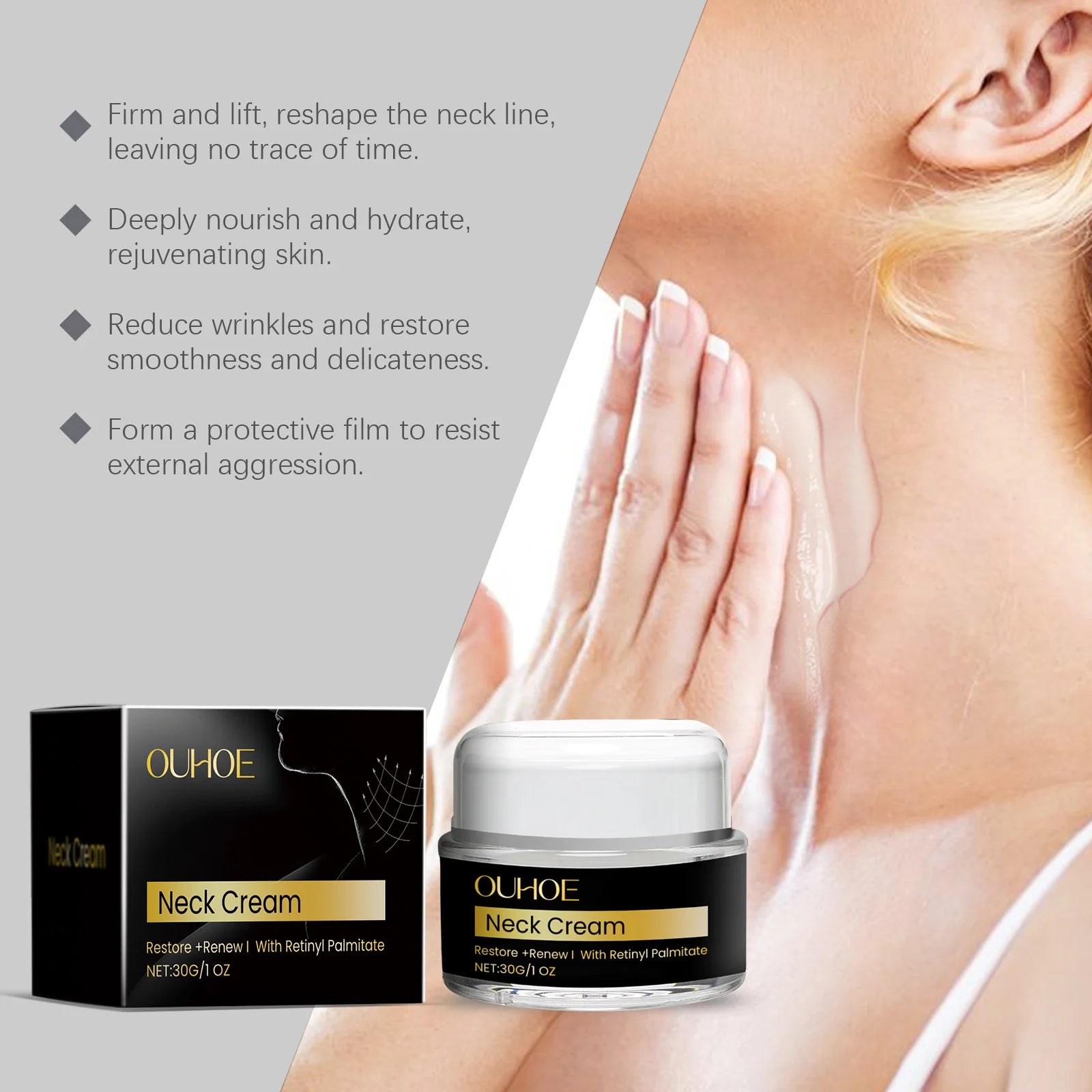 Firming Neck Cream Tightening Lift Double Chin Sagging Reduce Fine Lines Necklines Shaping Brightening Beauty Korean Skin Care Oasis Select