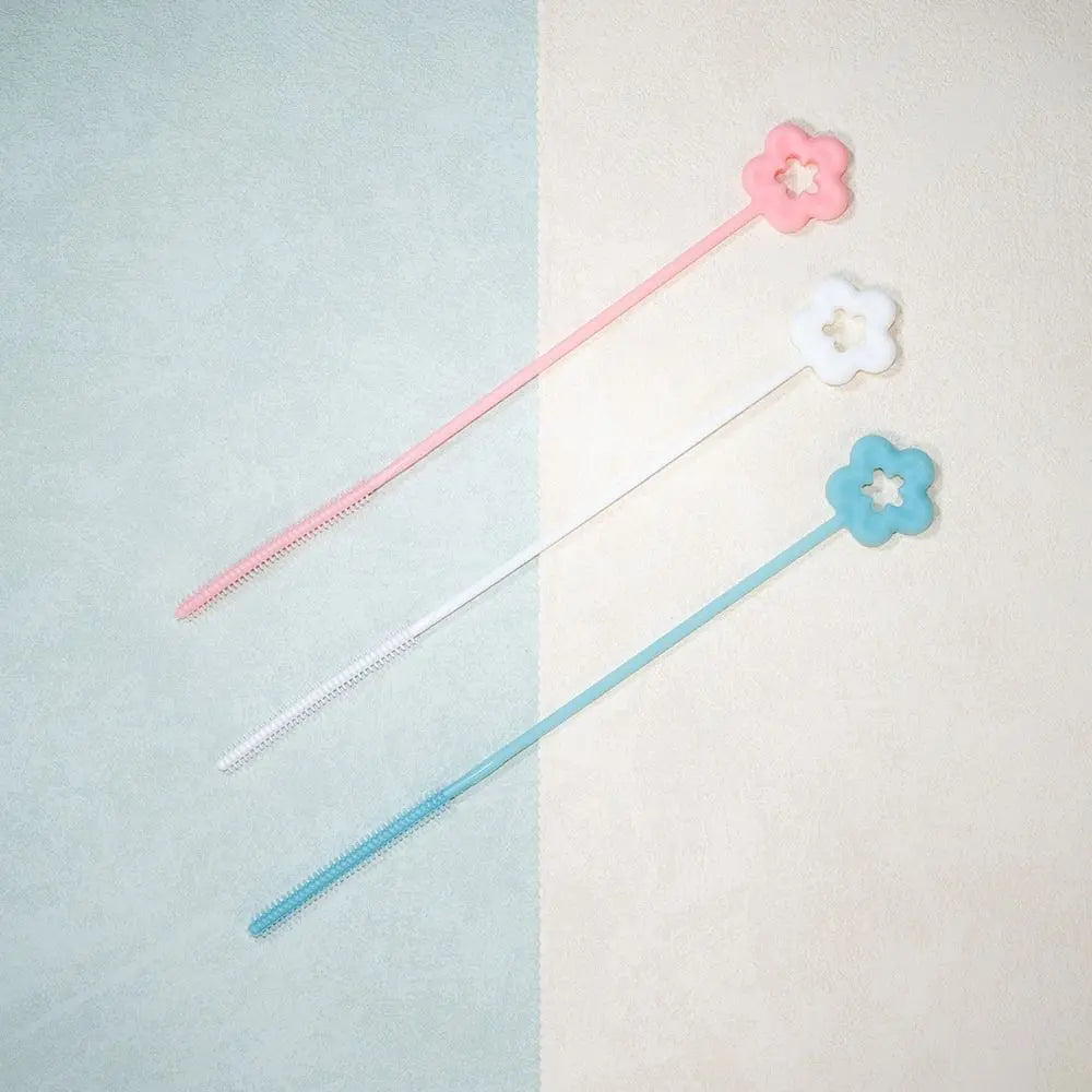 Reusable Straw Cleaning Brush Cleaning Tool Kitchen Gadgets Bottle Cups Cover Brush Long Straw Brush Flower Style Oasis Select