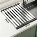304 Stainless Steel Kitchen Sink Drain Rack Foldable Dish Drainer Rack Rack Sink Bowl and Dish Storage Rack Drying Storage Shelf Oasis Select 40cmx32.5cm