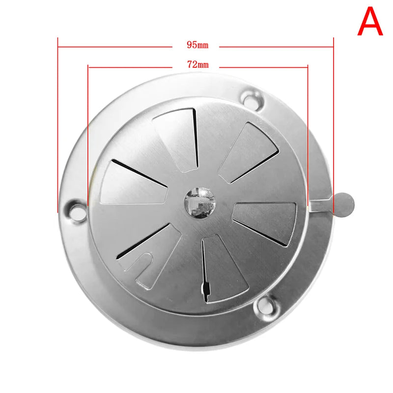 95/125mm Adjustable Air Vent Grille Round Ducting Ventilation Grilles Cover Stainless Steel BBQ Grill Smoker Exhaust Vent Stove Oasis Select 95MM