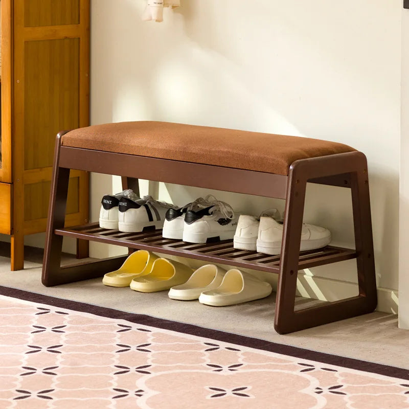 Solid wood shoe changing stool, household storage at the door, narrow shoe stool, shoe cabinet, simple wind fitting room stool Oasis Select