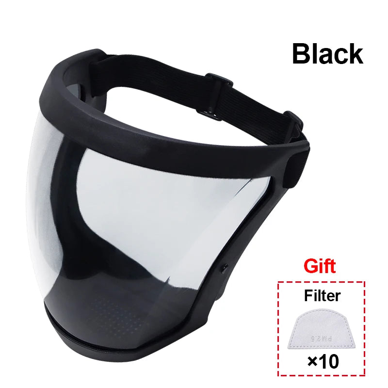 Work Protection Mask Transparent Facial Shield Transparent Facial Protector Face Protective Screen Kitchen Accessories Gadgets Oasis Select Black