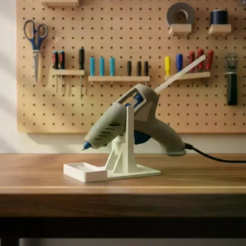 Hot Glue Gun Stand with Leak-Proof Tray & Non-Slip Base