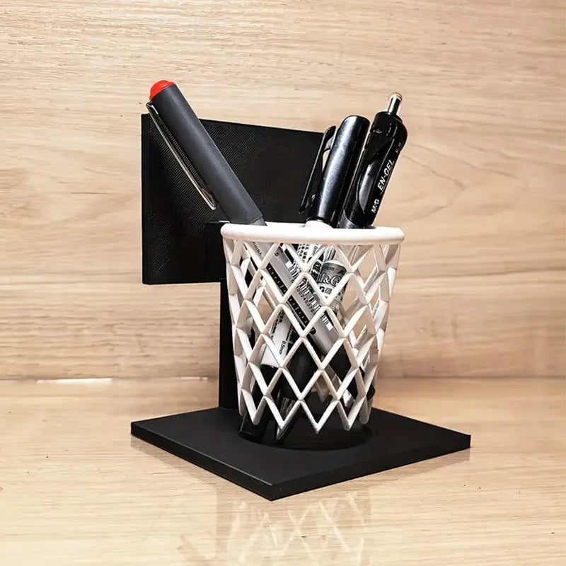 Basketball Hoop Pen Holder Creative Grid Desk Organizer: Home Office Sports Theme Stationery Storage Container Idear Gift Oasis Select