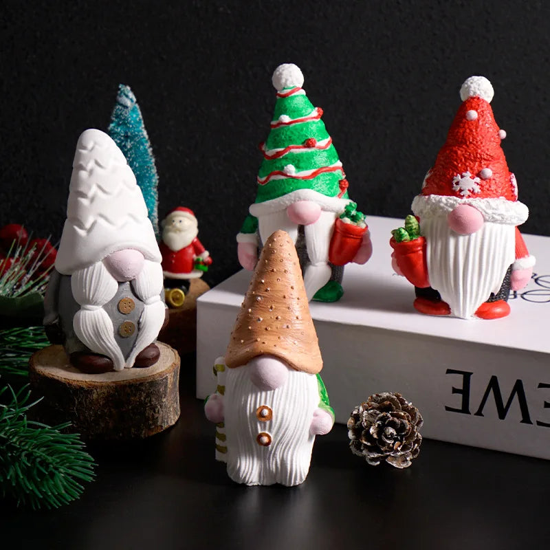 Christmas Gnome Mold Christmas Gnome Figurine Handmade Ornament Santa Claus Candle Silicone Mold Oasis Select