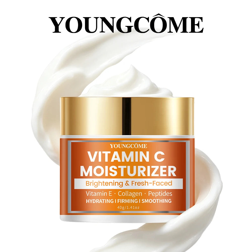 YOUNGCOME Vitamin C Moisturizer with Collagen Peptides Hydrating Firming Smoothing Non-Greasy Daily Cream for Healthy Glow Oasis Select