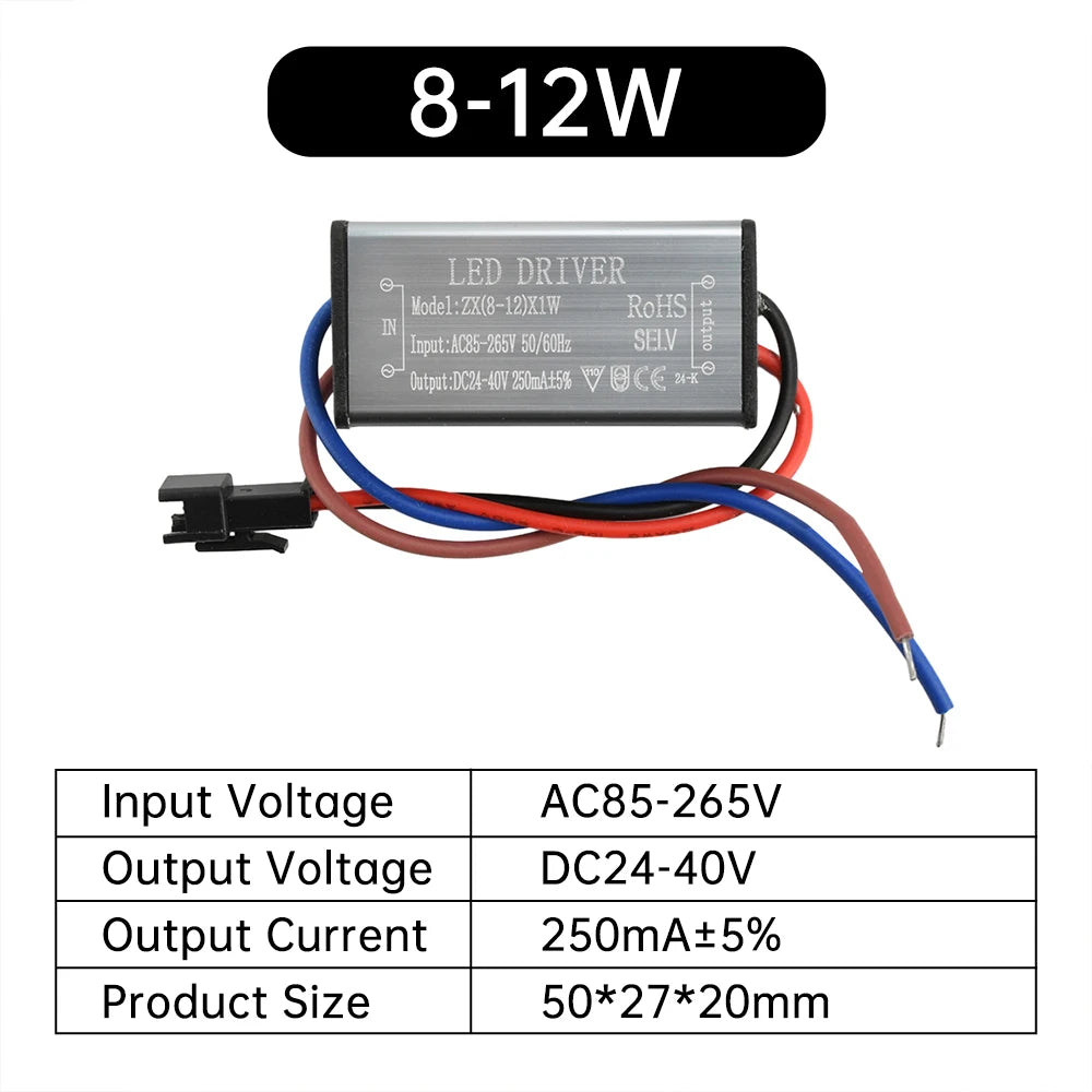 LED Driver Ballast AC85-265V 1-24W 250MA Adapter Transformer Lighting Transformers For Outdoor Waterproof Wall Lamp Floodlight Oasis Select 8-12W