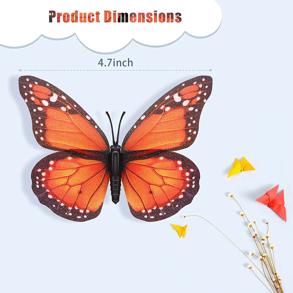 10pcs 3D Monarch Butterfly Wall Stickers – Home & Party Decor