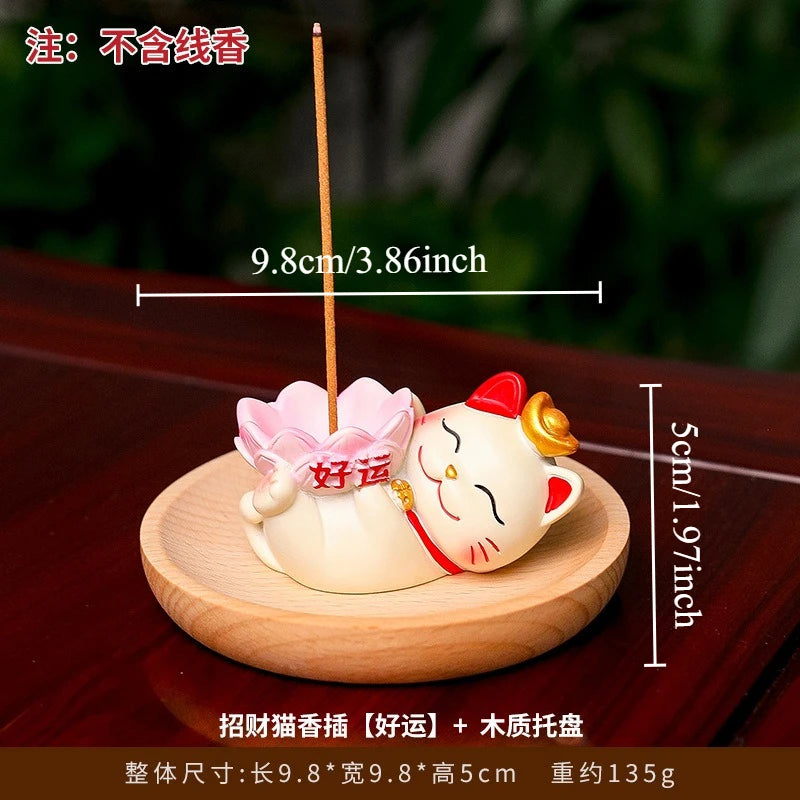 Ceramic Incense Burner Cute Cat Incense Holder Stand,Sandalwood Sticks Porta Incienso Aromatherapy Censer Teahouse Home Decor Oasis Select lotus