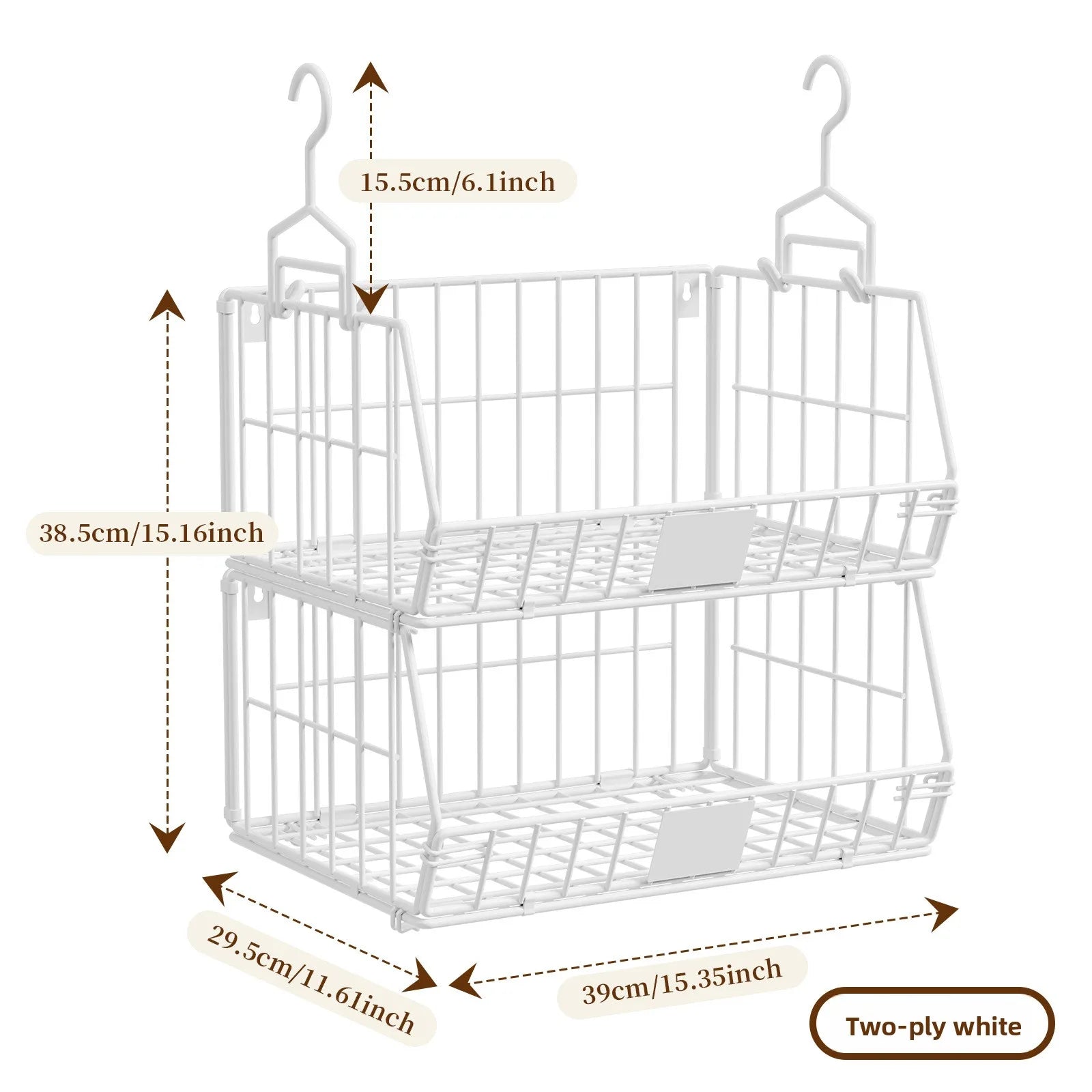 Wardrobe Storage Rack Suspended Layered Shelf Clothes Bags Organizing Basket Foldable Disassembly Storage Basket Oasis Select White second floor