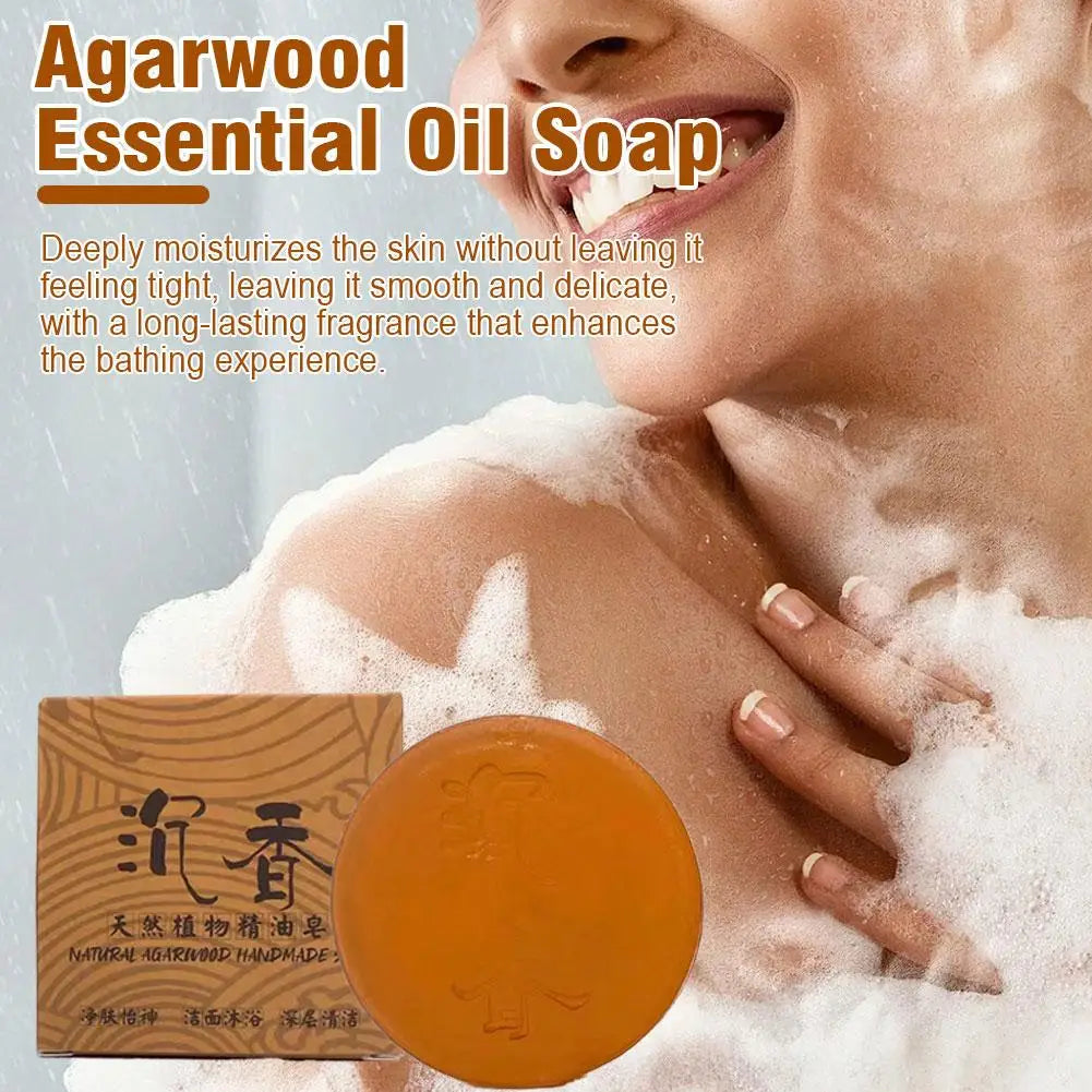 100g Agarwood Essential Oil Soap, Natural Agarwood /Sandalwood Soap Moisturizing Cleansing Bath Soap, Refreshing And Oil Control Oasis Select