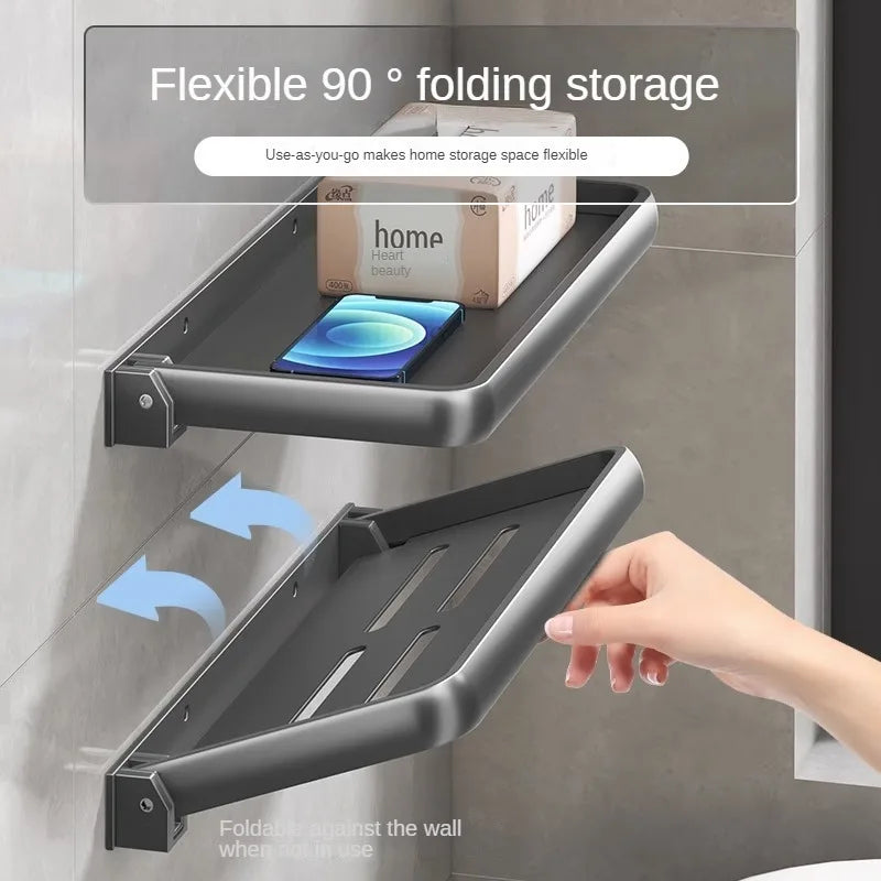 Aluminium Bathroom Shelf Foldable Bathroom Vanity Organiser No Hole Hanging Organiser Vanity Organiser Bathroom Organiser Oasis Select